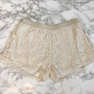 Crochet Cream Shorts